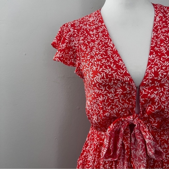 Vici Coral Kissed by the Sun High Low Pocketed Tie Front Maxi Dress Size Med - Picture 3 of 15